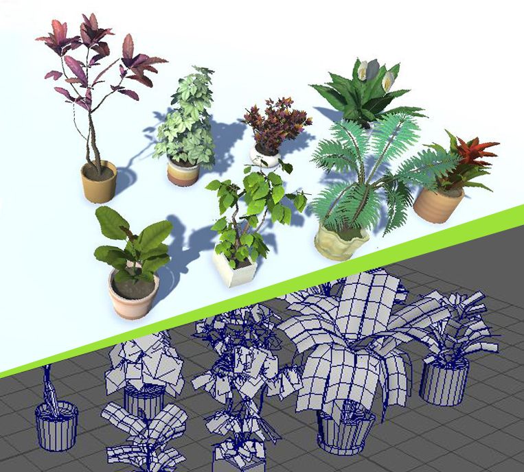 Planta em vaso de interior Lowpoly 3d model