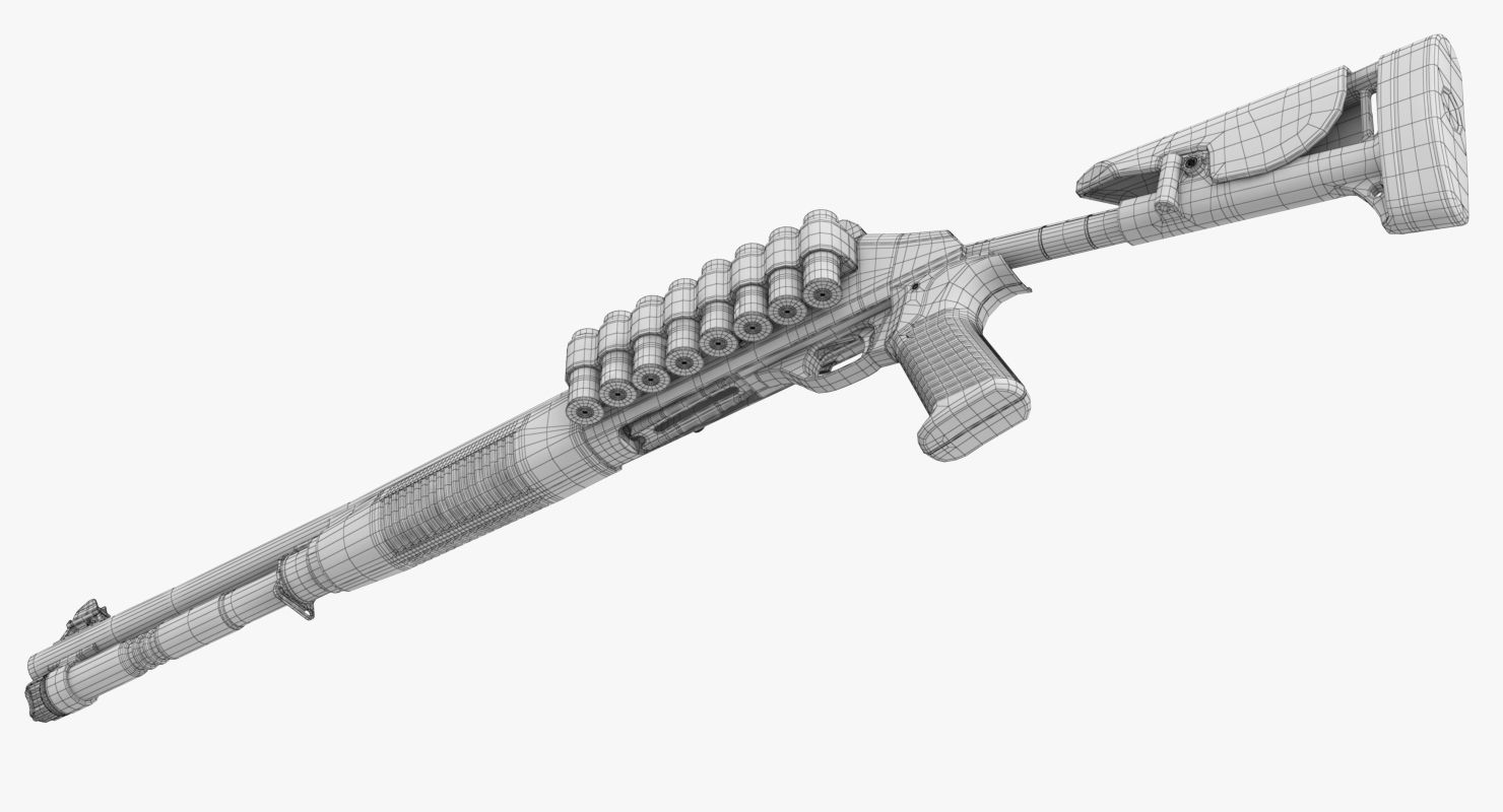 Benelli M4 Super 90 No Materials royalty-free 3d model - Preview no. 26