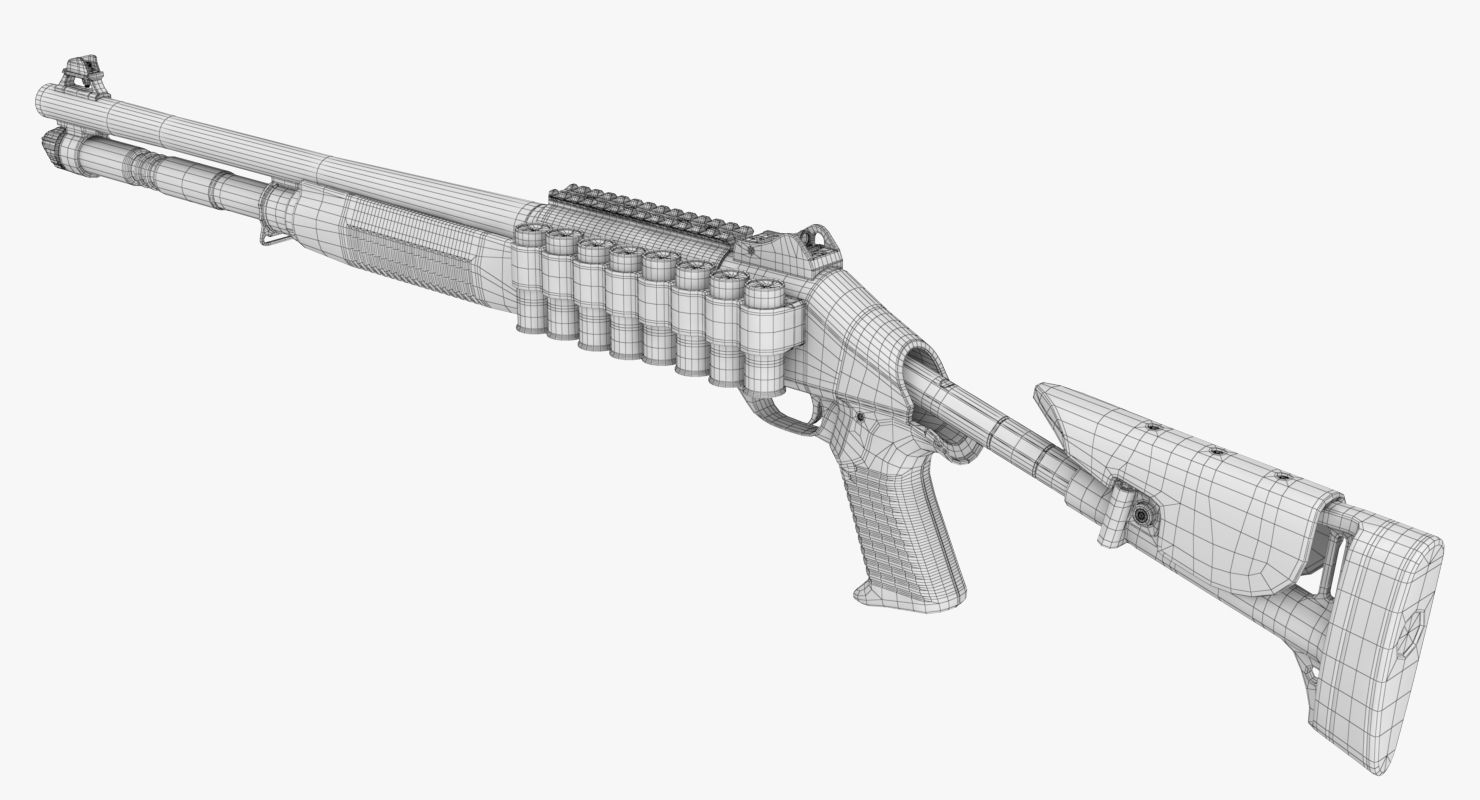 Benelli M4 Super 90 No Materials royalty-free 3d model - Preview no. 25