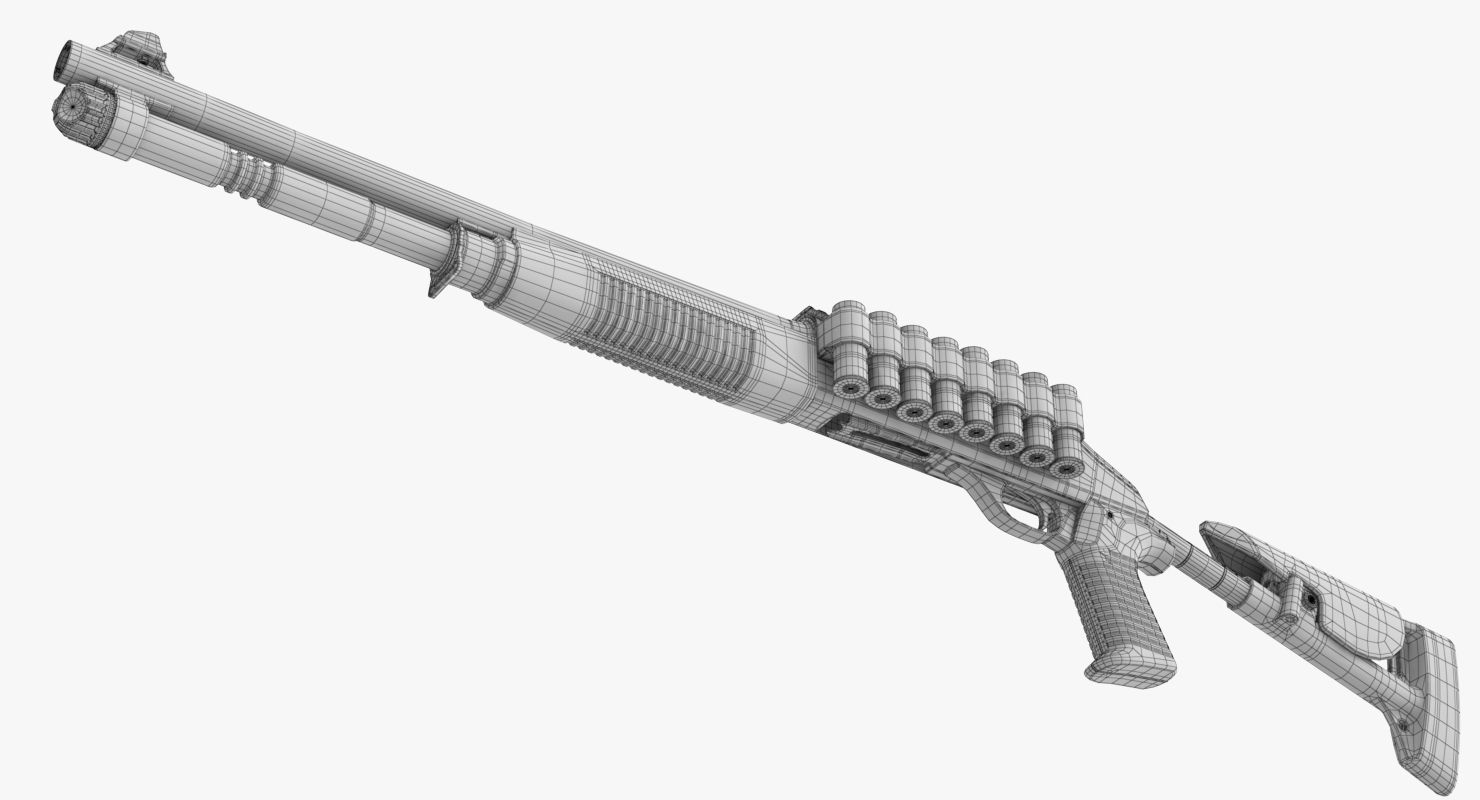 Benelli M4 Super 90 No Materials royalty-free 3d model - Preview no. 22