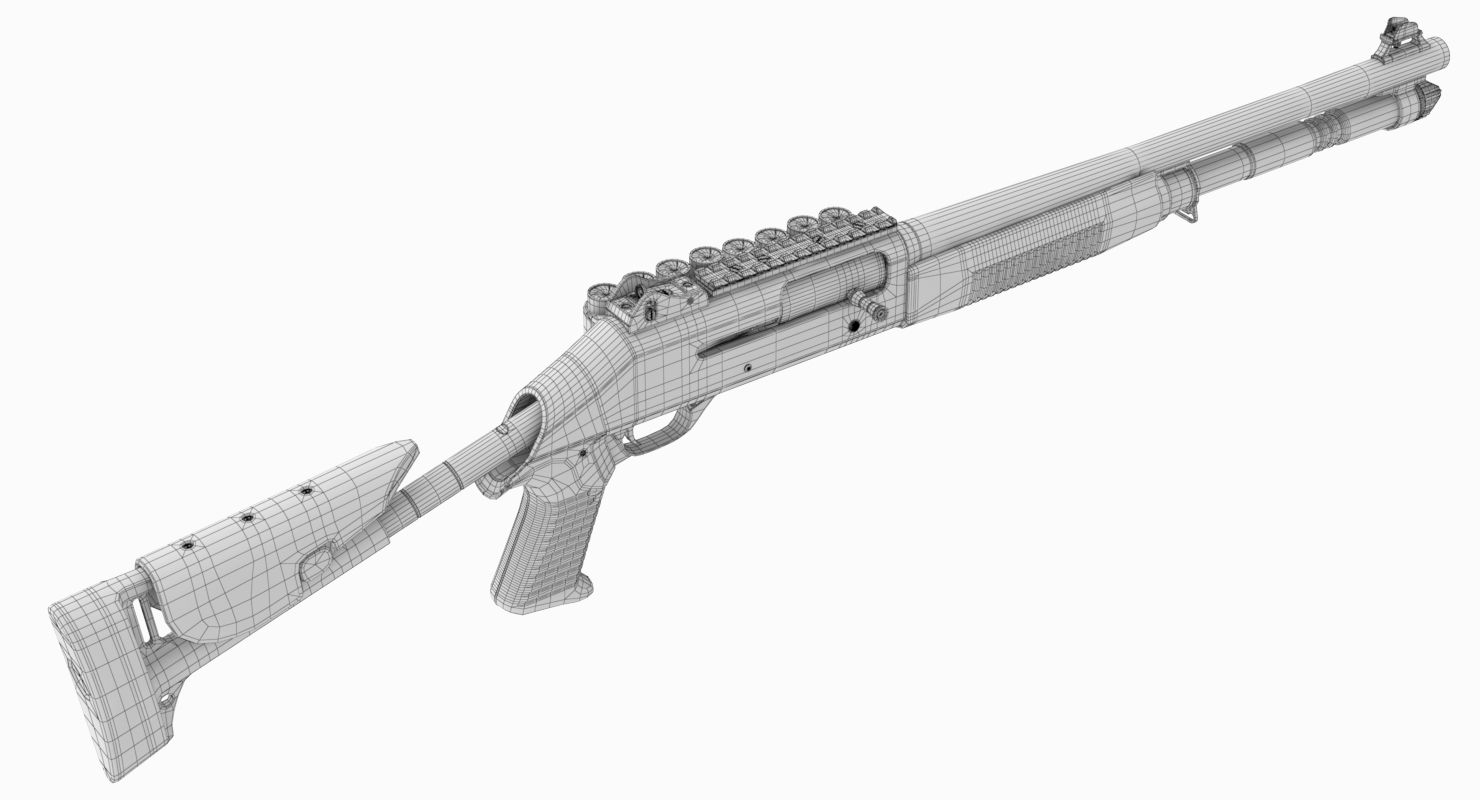 Benelli M4 Super 90 No Materials royalty-free 3d model - Preview no. 27