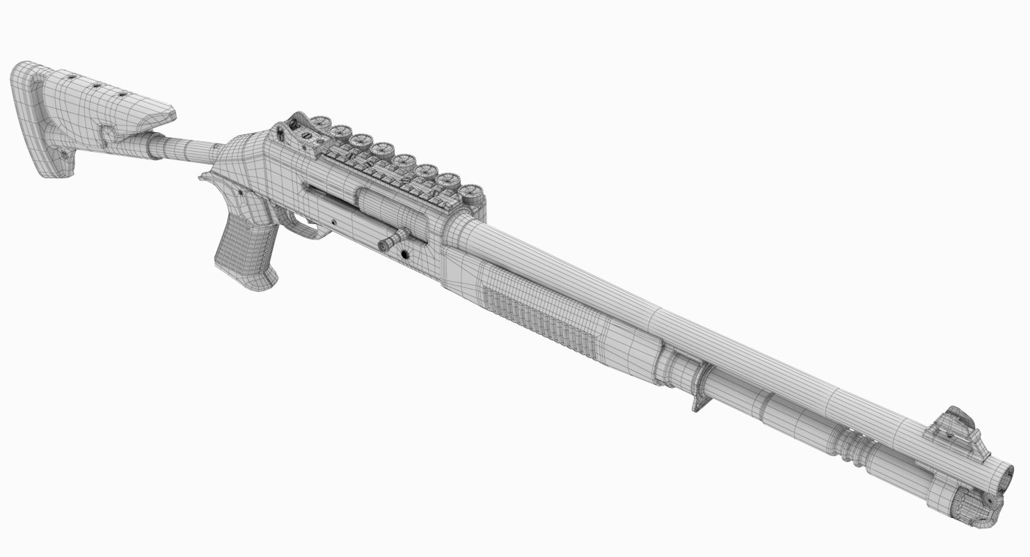 Benelli M4 Super 90 No Materials royalty-free 3d model - Preview no. 24