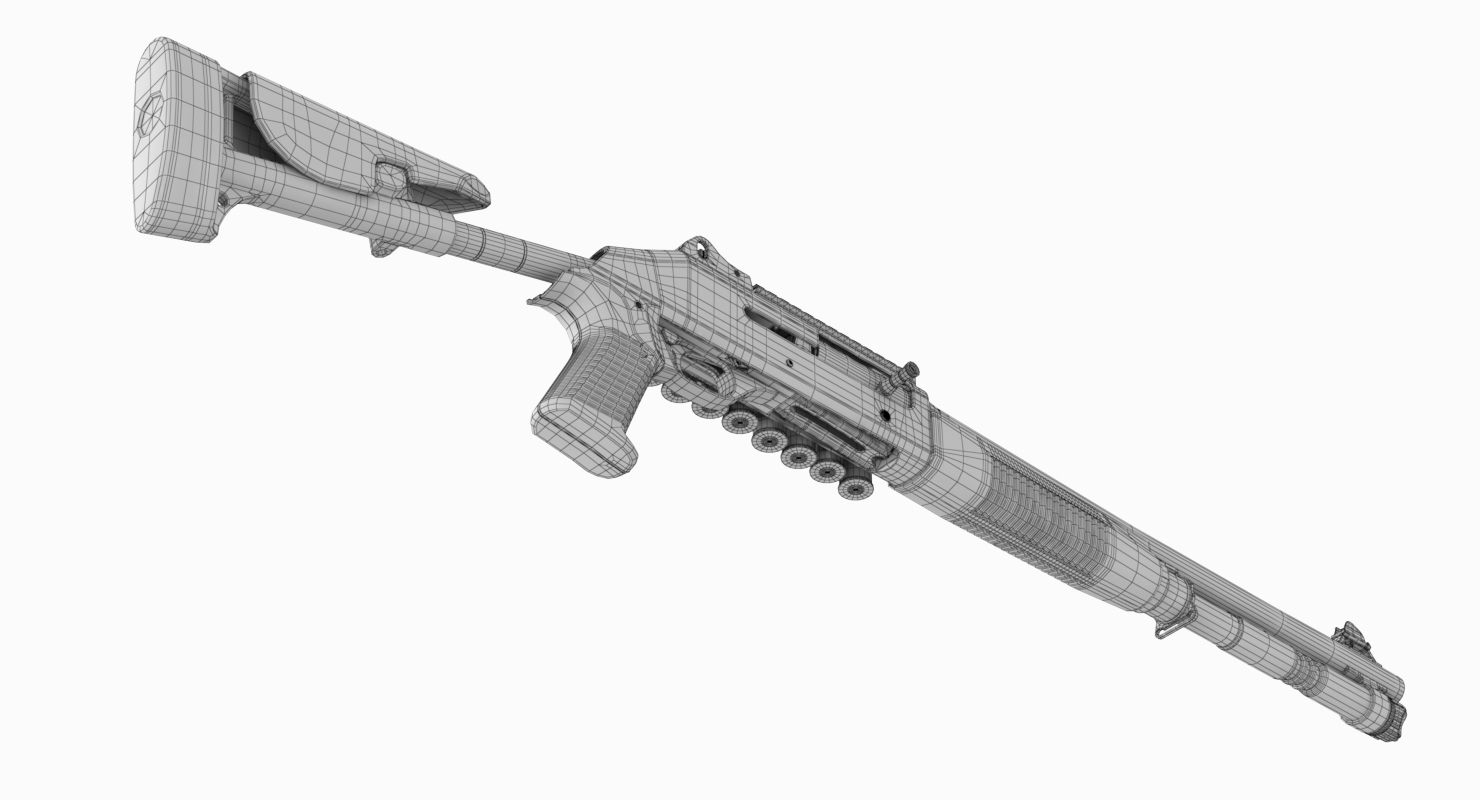 Benelli M4 Super 90 No Materials royalty-free 3d model - Preview no. 28