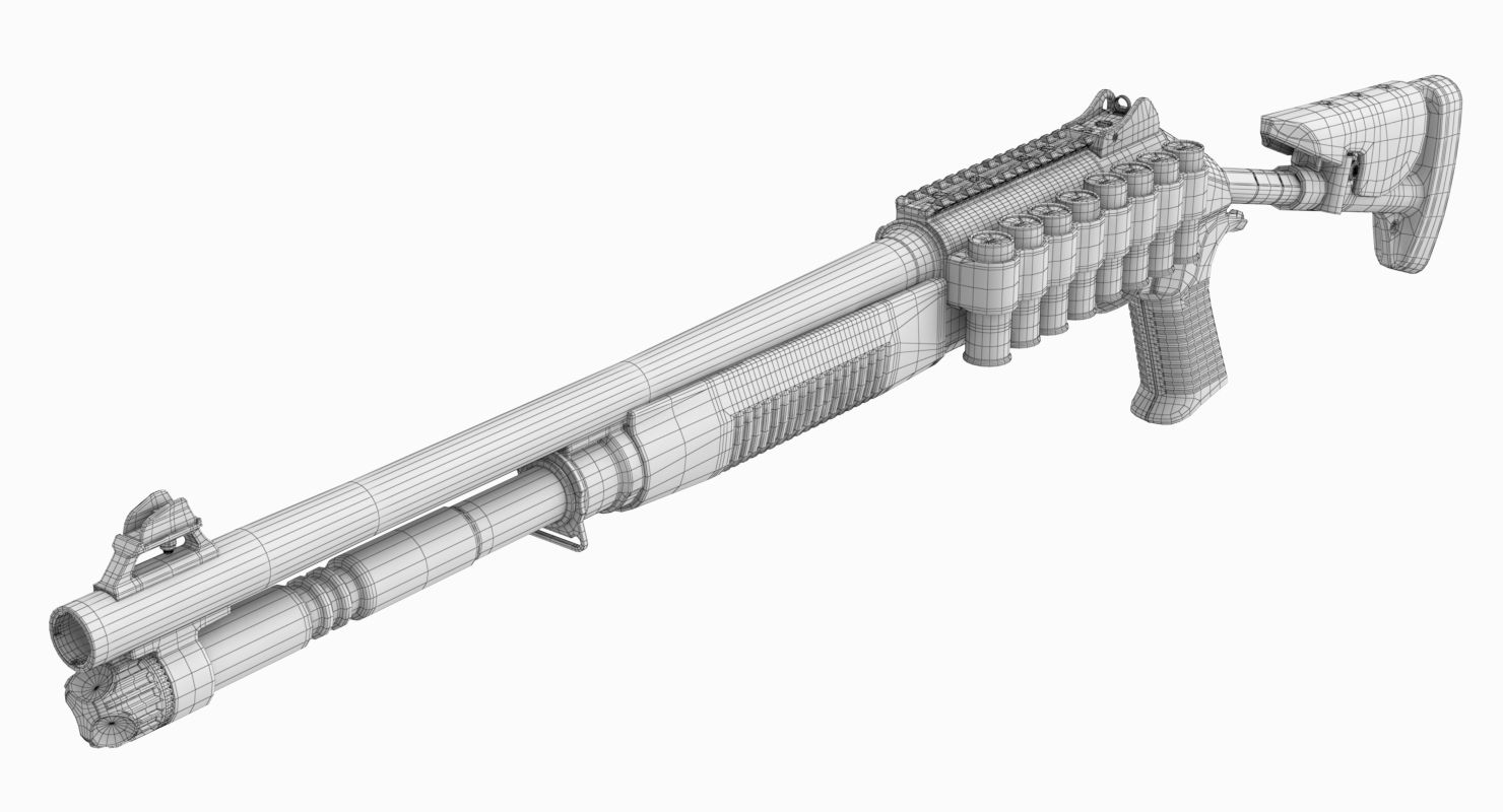 Benelli M4 Super 90 No Materials royalty-free 3d model - Preview no. 21