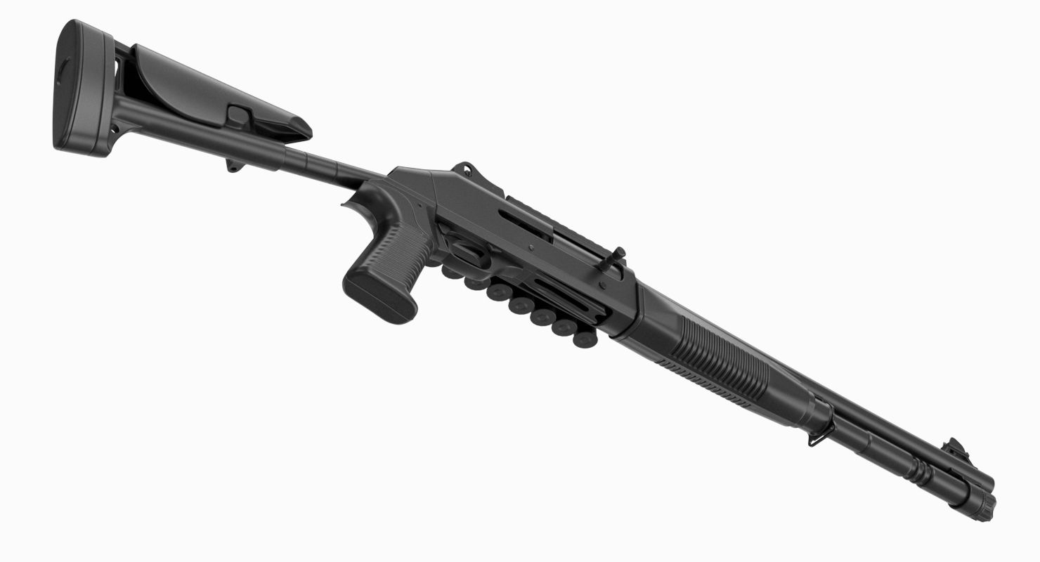 Benelli M4 Super 90 No Materials royalty-free 3d model - Preview no. 6