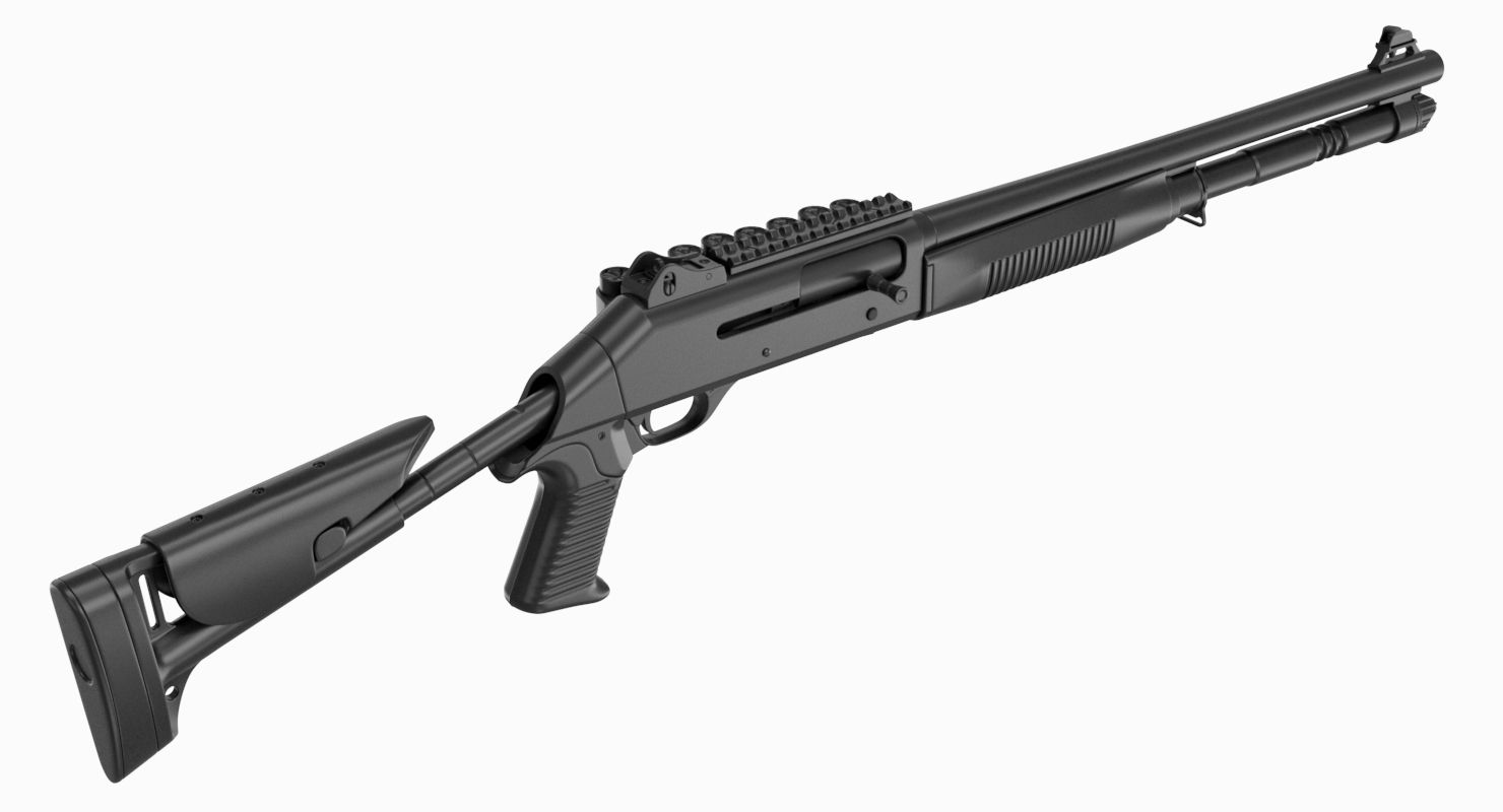 Benelli M4 Super 90 No Materials royalty-free 3d model - Preview no. 7