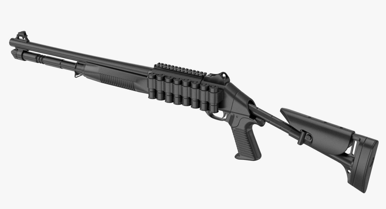 Benelli M4 Super 90 No Materials royalty-free 3d model - Preview no. 4