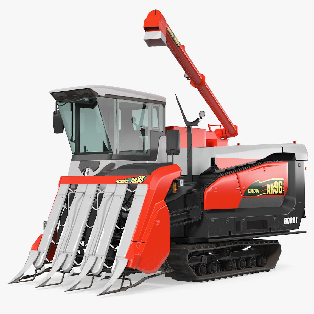 Kubota AR96 Rice Combine Harvester Rigged 3d model