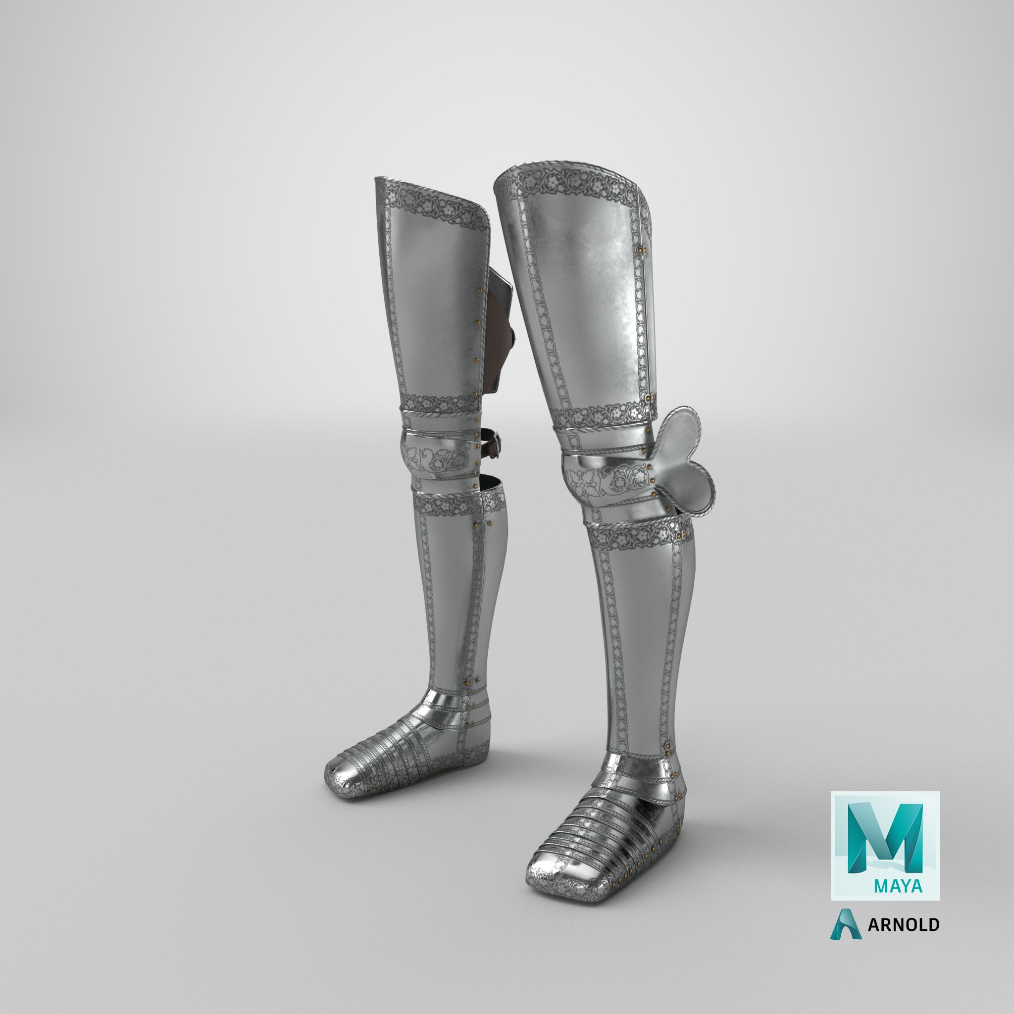 Plate Armor Medieval Leg Guard royalty-free 3d model - Preview no. 20