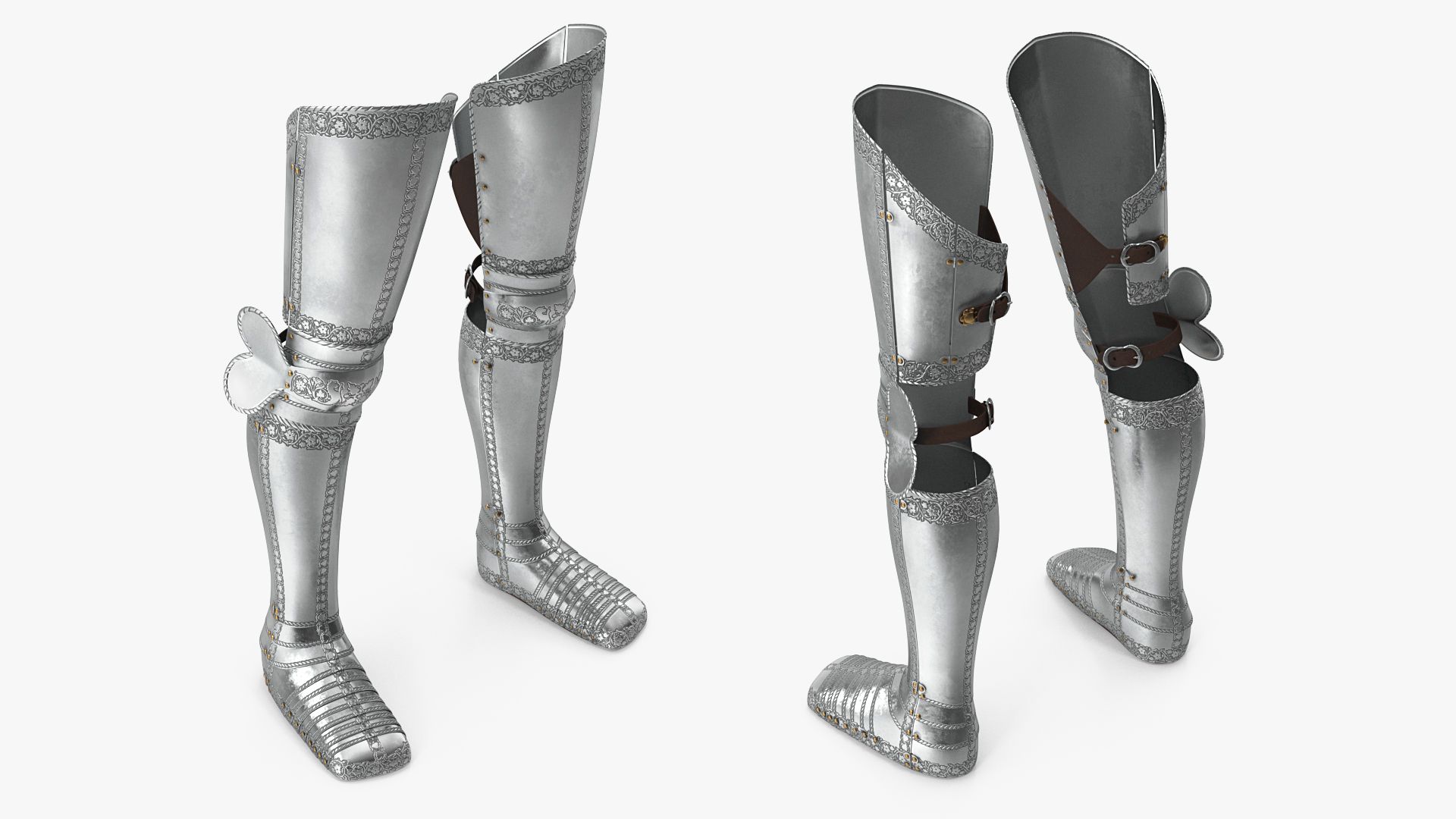 Plate Armor Medieval Leg Guard royalty-free 3d model - Preview no. 5