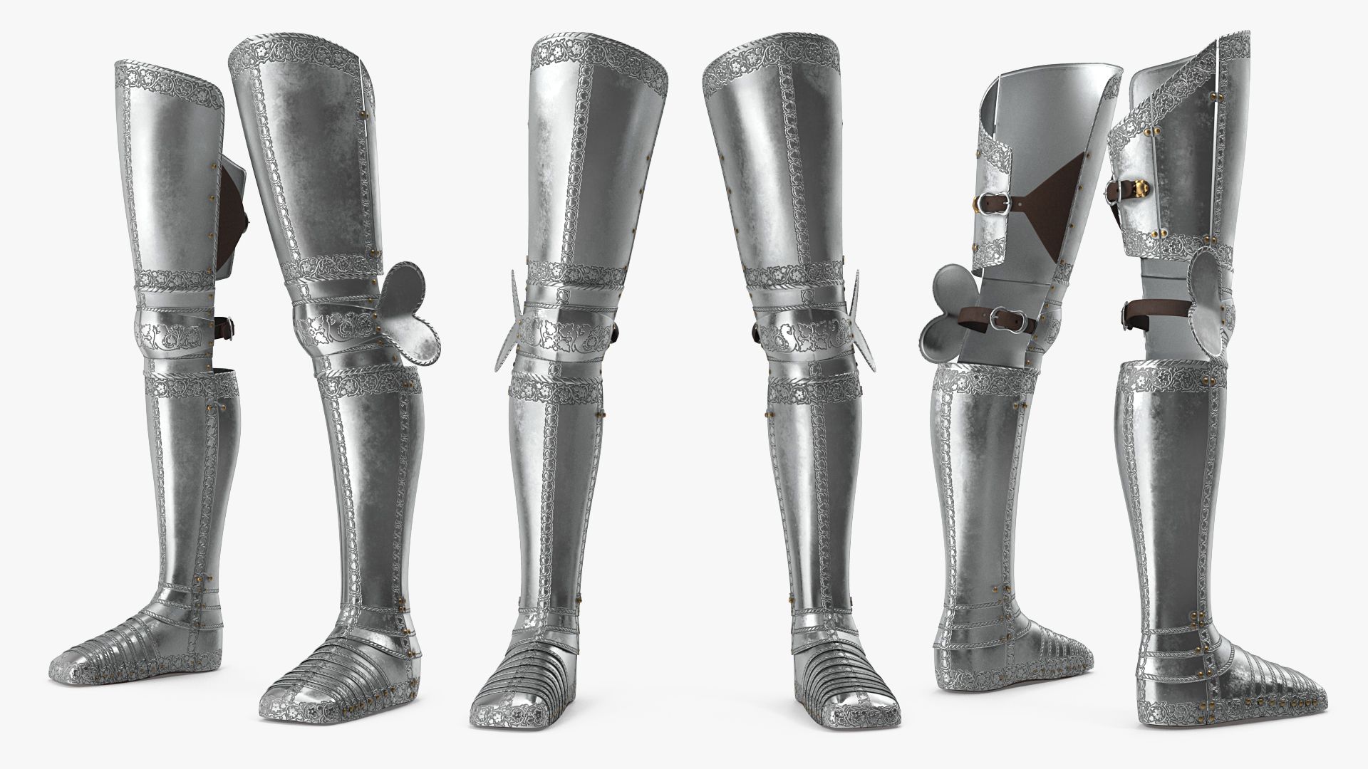 Plate Armor Medieval Leg Guard royalty-free 3d model - Preview no. 2