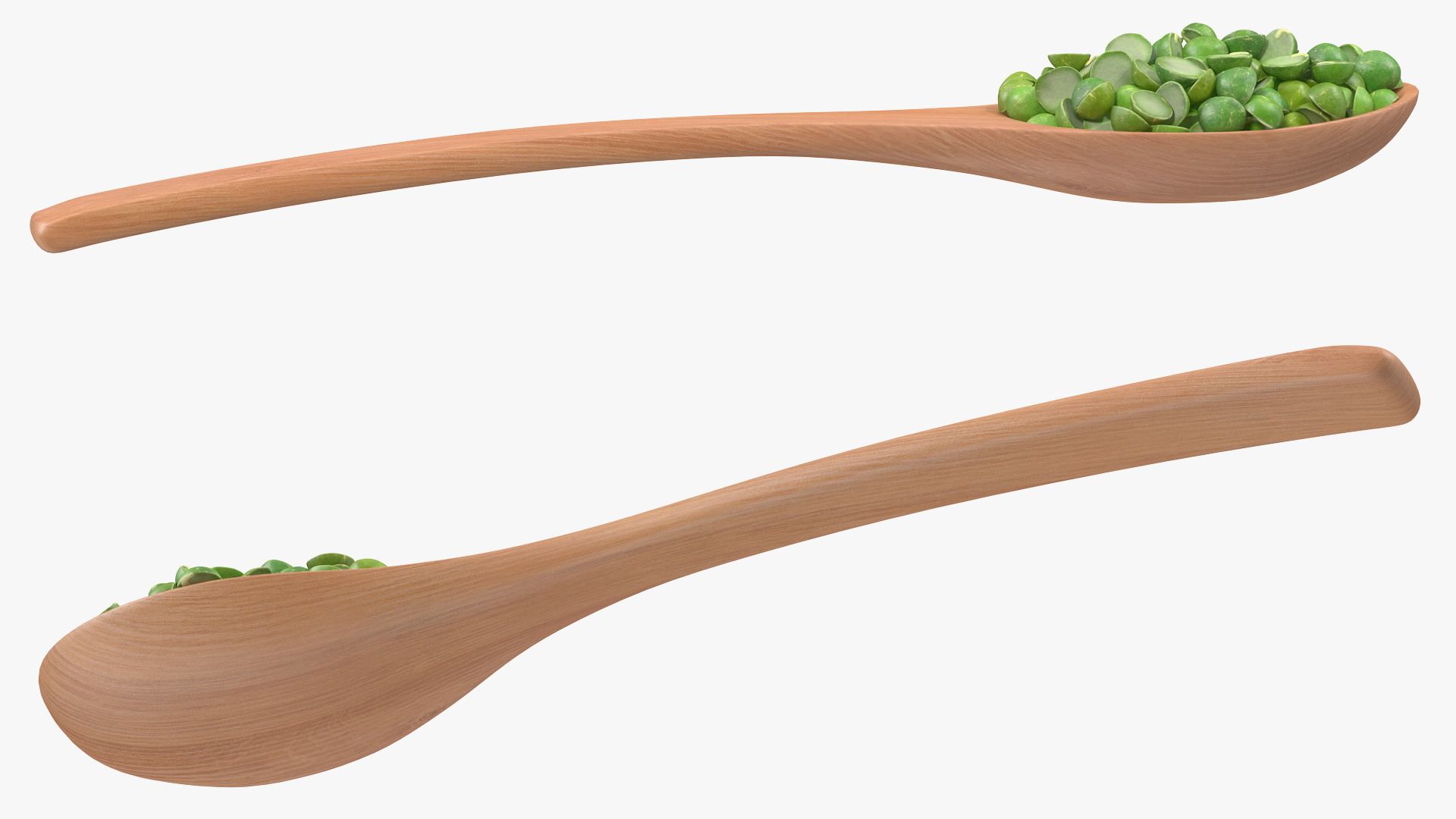 Split Pea in a Woden Spoon royalty-free 3d model - Preview no. 8