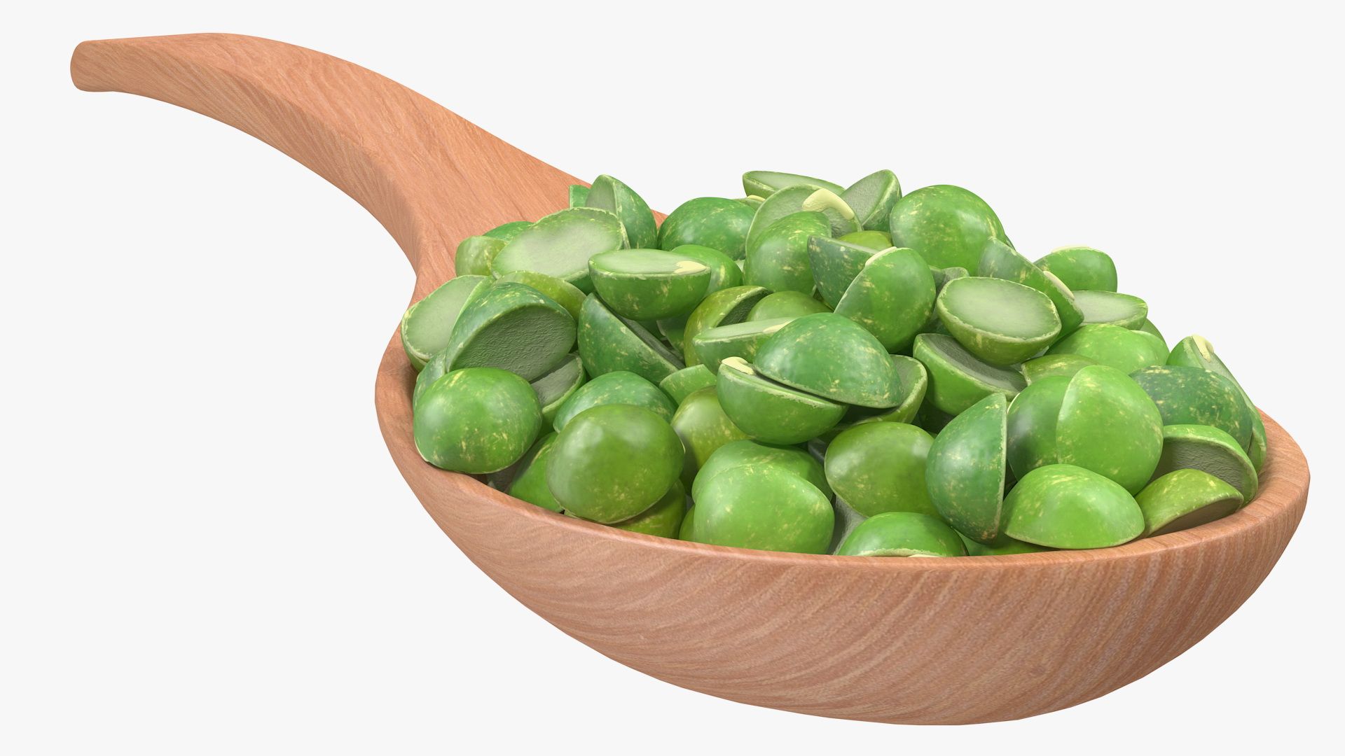 Split Pea in a Woden Spoon royalty-free 3d model - Preview no. 10