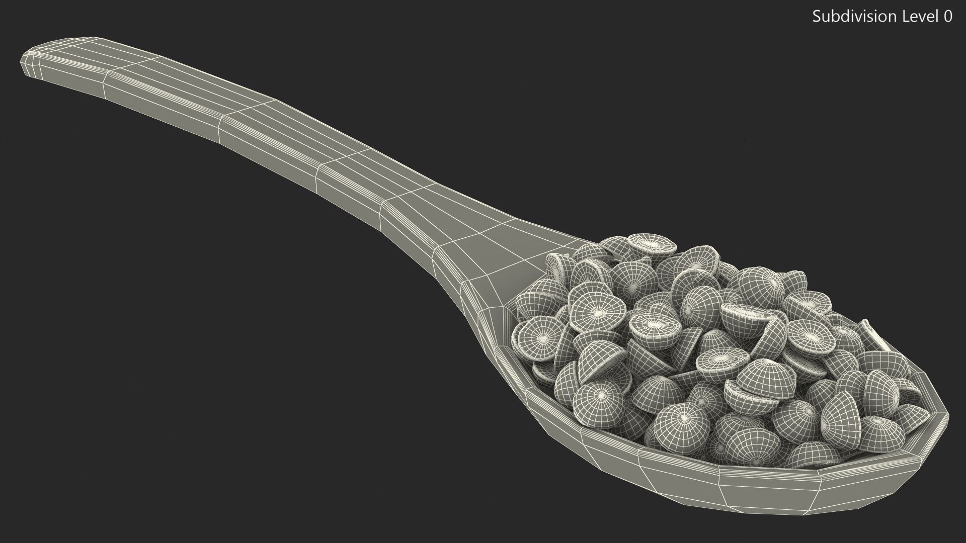 Split Pea in a Woden Spoon royalty-free 3d model - Preview no. 16