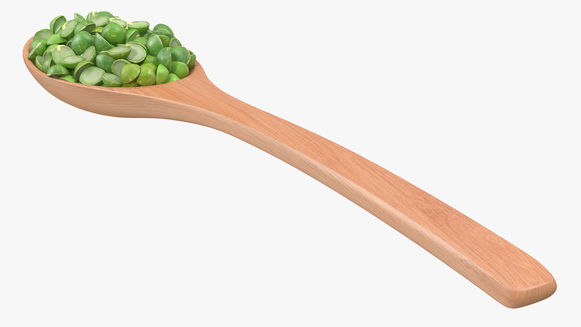 Split Pea in a Woden Spoon royalty-free 3d model - Preview no. 7