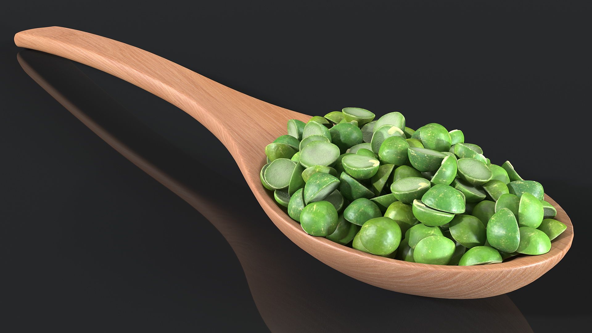 Split Pea in a Woden Spoon royalty-free 3d model - Preview no. 5