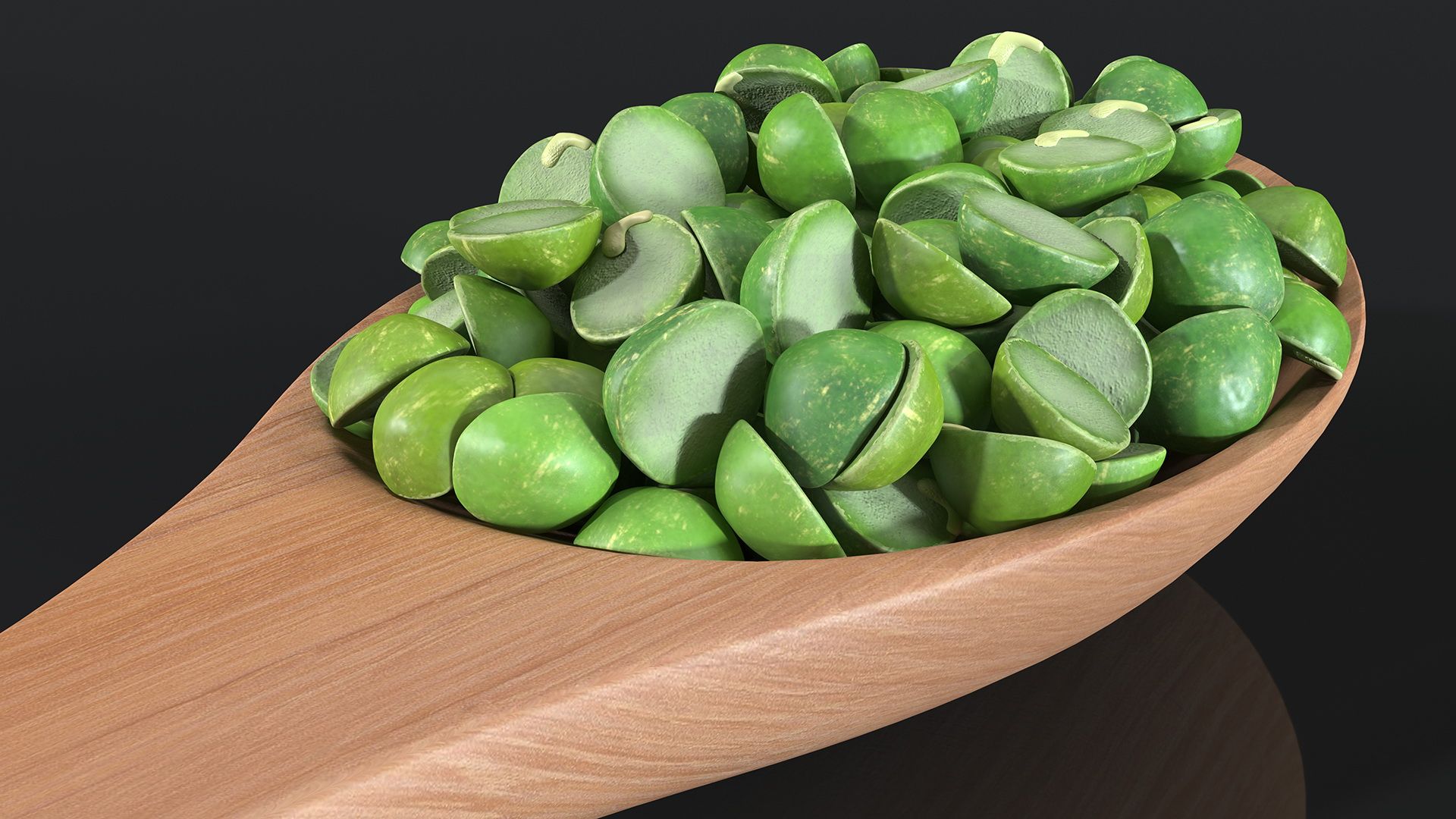 Split Pea in a Woden Spoon royalty-free 3d model - Preview no. 6