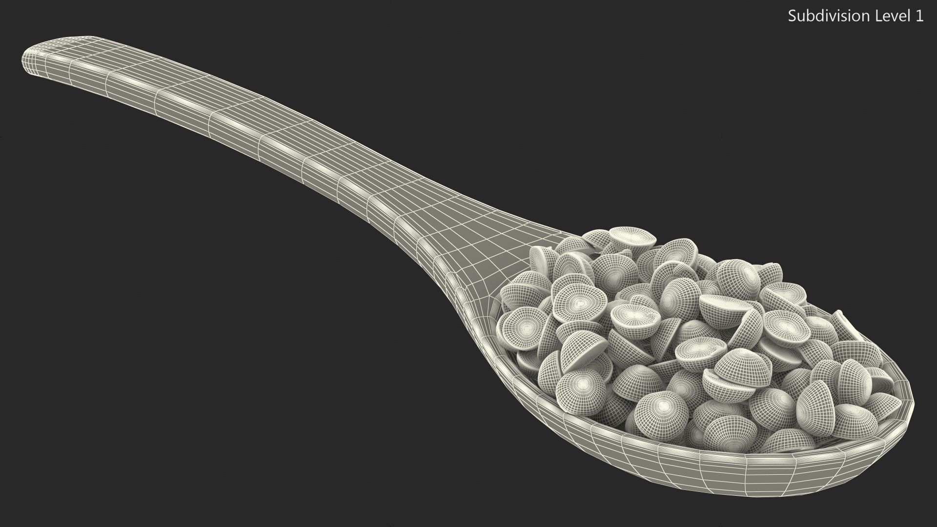 Split Pea in a Woden Spoon royalty-free 3d model - Preview no. 17