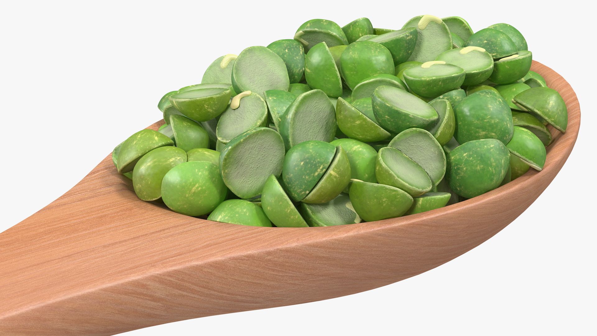 Split Pea in a Woden Spoon royalty-free 3d model - Preview no. 9