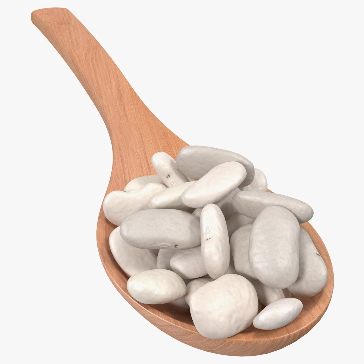 Wooden Spoon with White Pea Beans 3d model