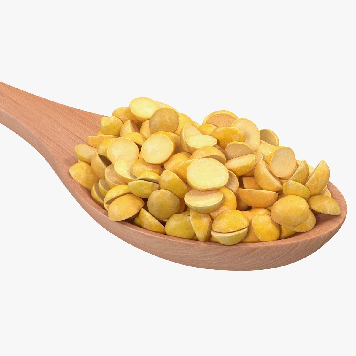 Split Mung Bean in Wooden Spoon 3d model