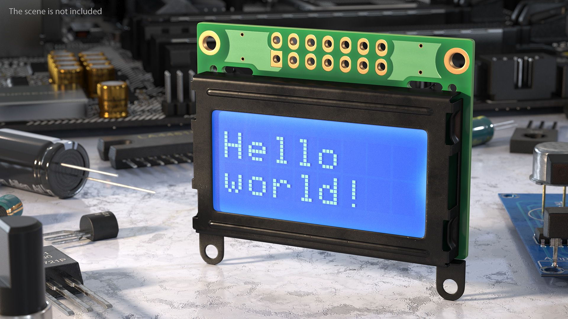 Character LCD Display Blue ON royalty-free 3d model - Preview no. 8