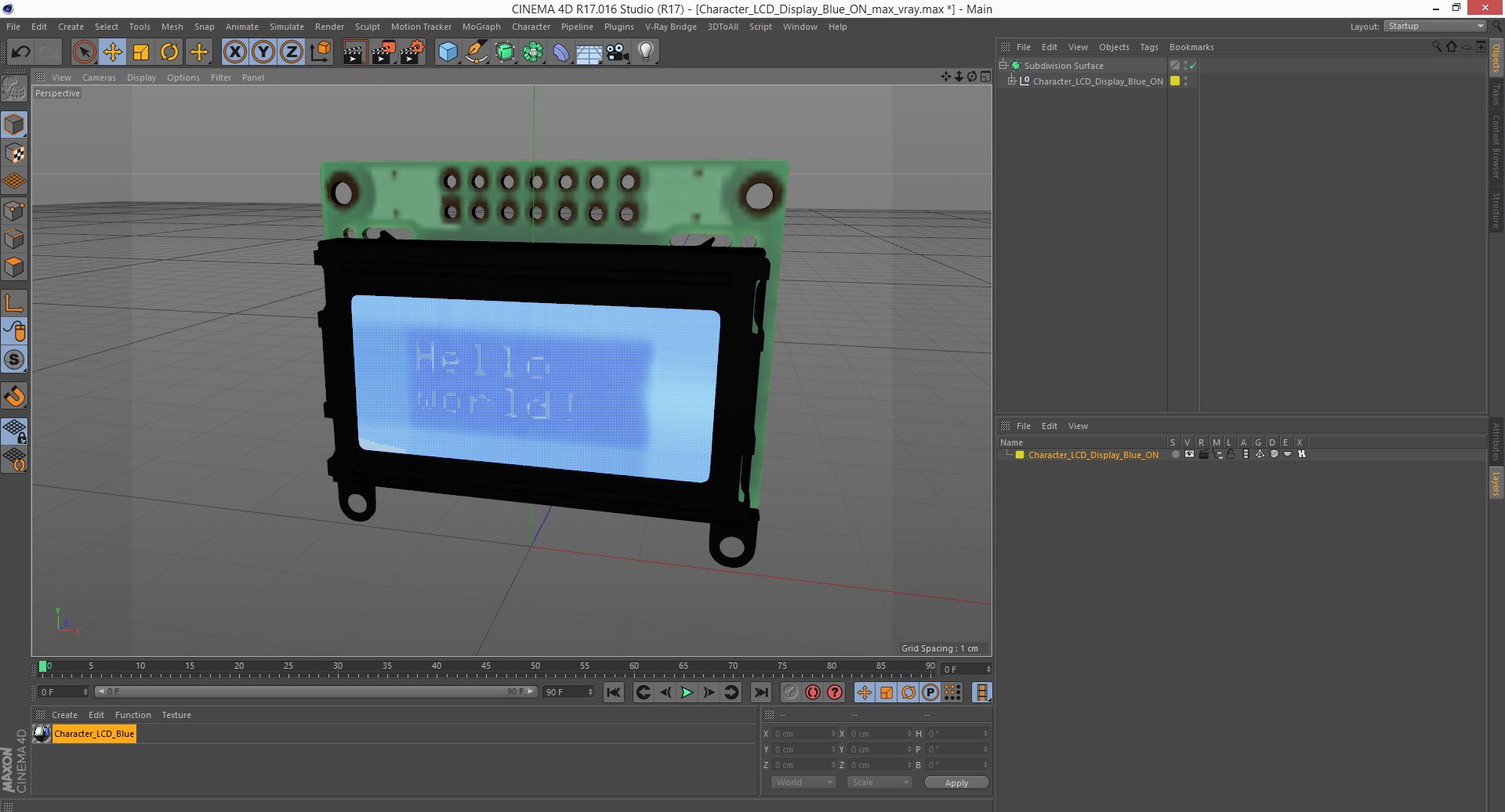 Character LCD Display Blue ON royalty-free 3d model - Preview no. 25