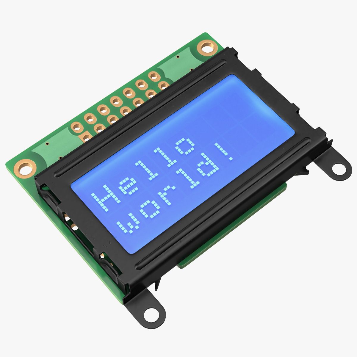 Character LCD Display Blue ON royalty-free 3d model - Preview no. 1