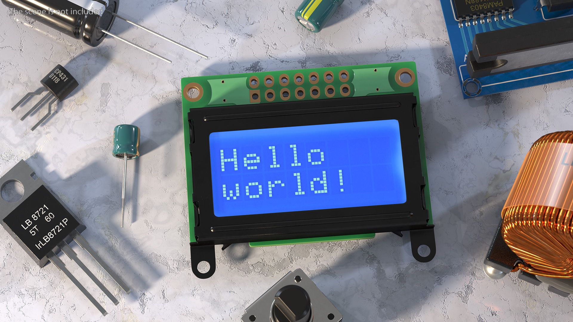 Character LCD Display Blue ON royalty-free 3d model - Preview no. 4