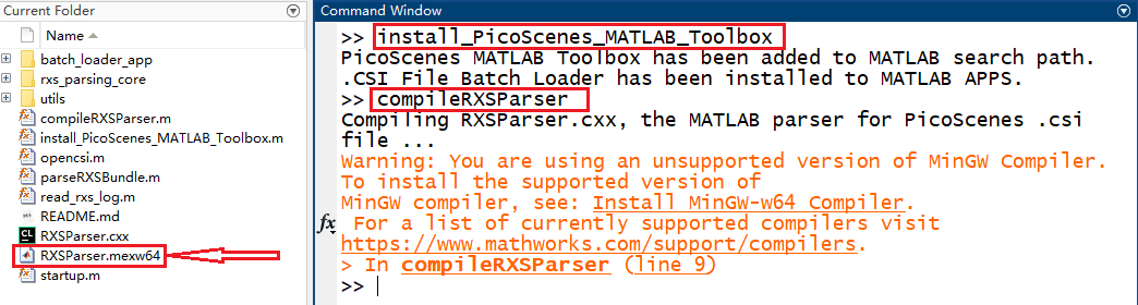 Screenshot: Install PicoScenes MATLAB Toolbox Core in MATLAB