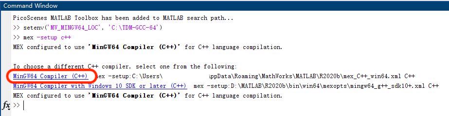 Screenshot: Setup TDM-GCC in MATLAB