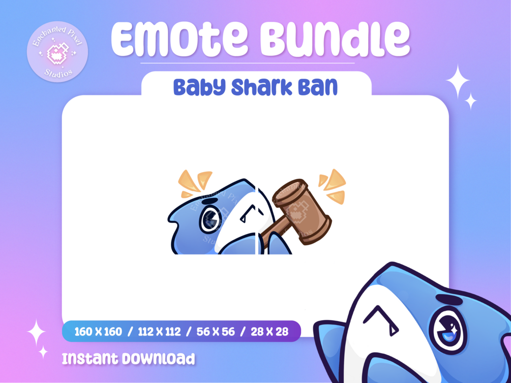 Cute Ban Emote | Shark Ban Emote for Twitch Discord Youtube | Funny ...