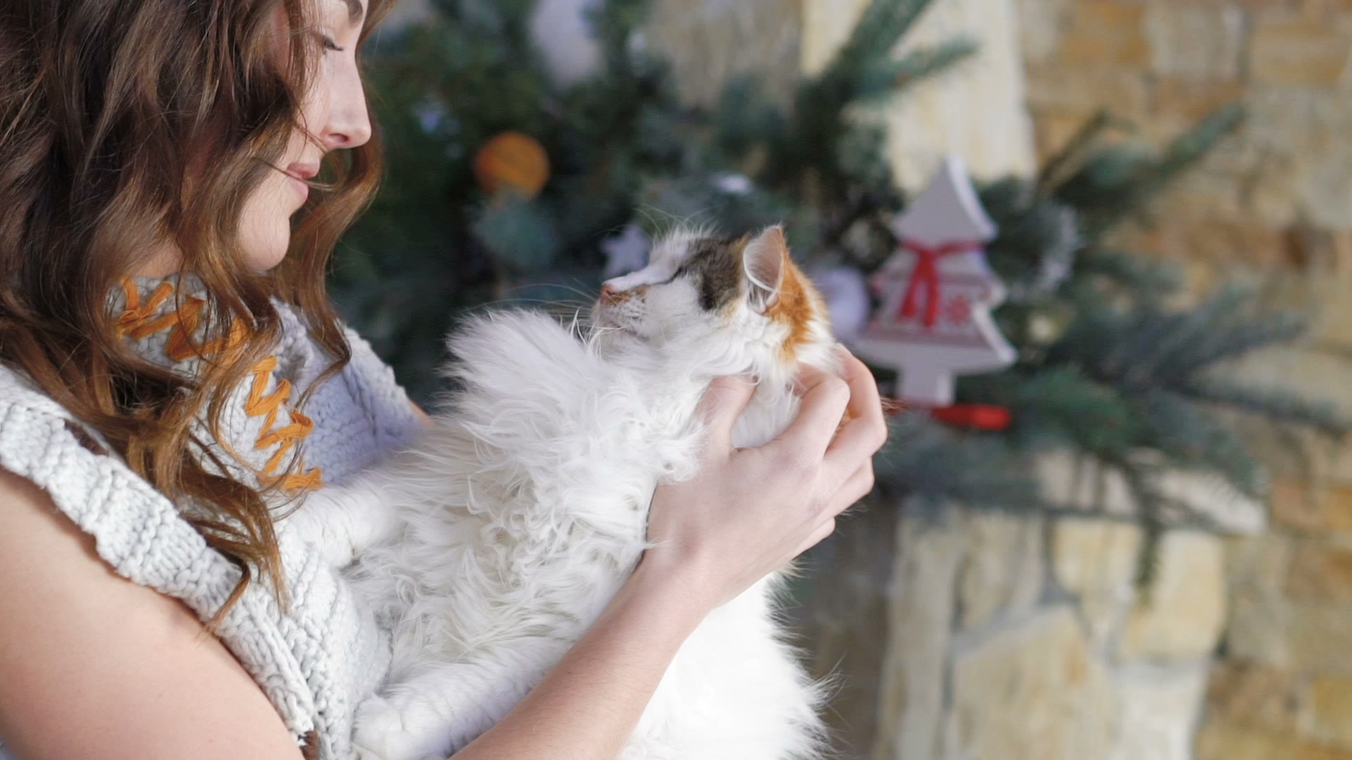 Woman holding cat