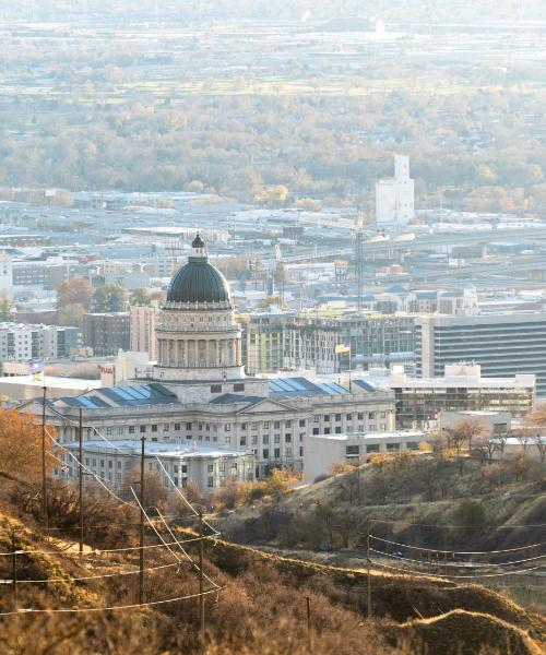 A beautiful view of Salt Lake City serviced by Salt Lake City International Airport.