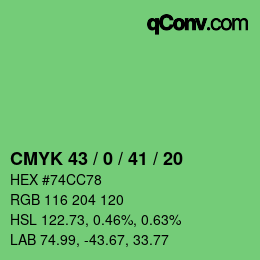 Color code: CMYK 43 / 0 / 41 / 20 | qconv.com