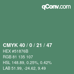 Color code: CMYK 40 / 0 / 21 / 47 | qconv.com