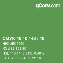 Farbcode: CMYK 40 / 0 / 48 / 40 | qconv.com