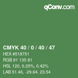 Farbcode: CMYK 40 / 0 / 40 / 47 | qconv.com