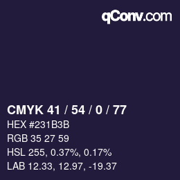 カラーコード: CMYK 41 / 54 / 0 / 77 | qconv.com