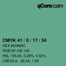 Color code: CMYK 41 / 0 / 17 / 34 | qconv.com