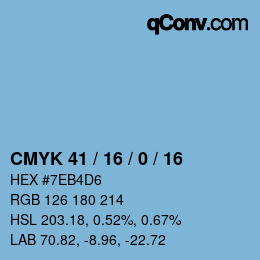 Farbcode: CMYK 41 / 16 / 0 / 16 | qconv.com