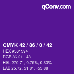 Code couleur: CMYK 42 / 86 / 0 / 42 | qconv.com