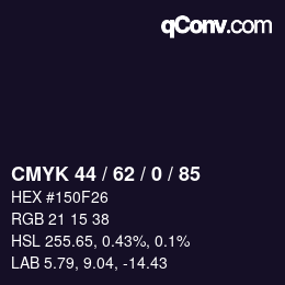 Farbcode: CMYK 44 / 62 / 0 / 85 | qconv.com