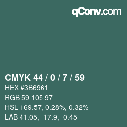 Código de color: CMYK 44 / 0 / 7 / 59 | qconv.com