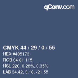 Color code: CMYK 44 / 29 / 0 / 55 | qconv.com