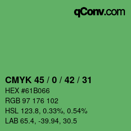 Código de color: CMYK 45 / 0 / 42 / 31 | qconv.com