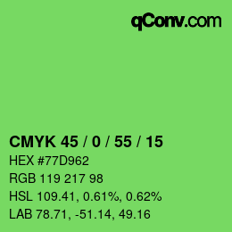 Código de color: CMYK 45 / 0 / 55 / 15 | qconv.com