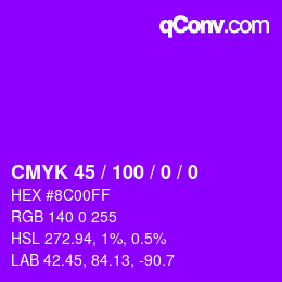 Código de color: CMYK 45 / 100 / 0 / 0 | qconv.com