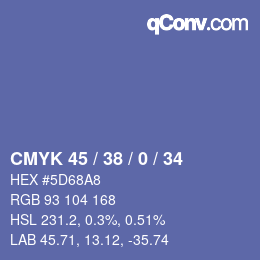 Código de color: CMYK 45 / 38 / 0 / 34 | qconv.com