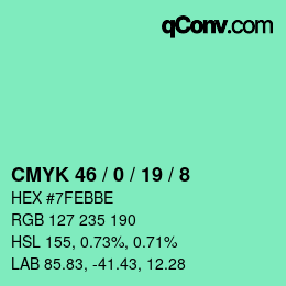 Code couleur: CMYK 46 / 0 / 19 / 8 | qconv.com